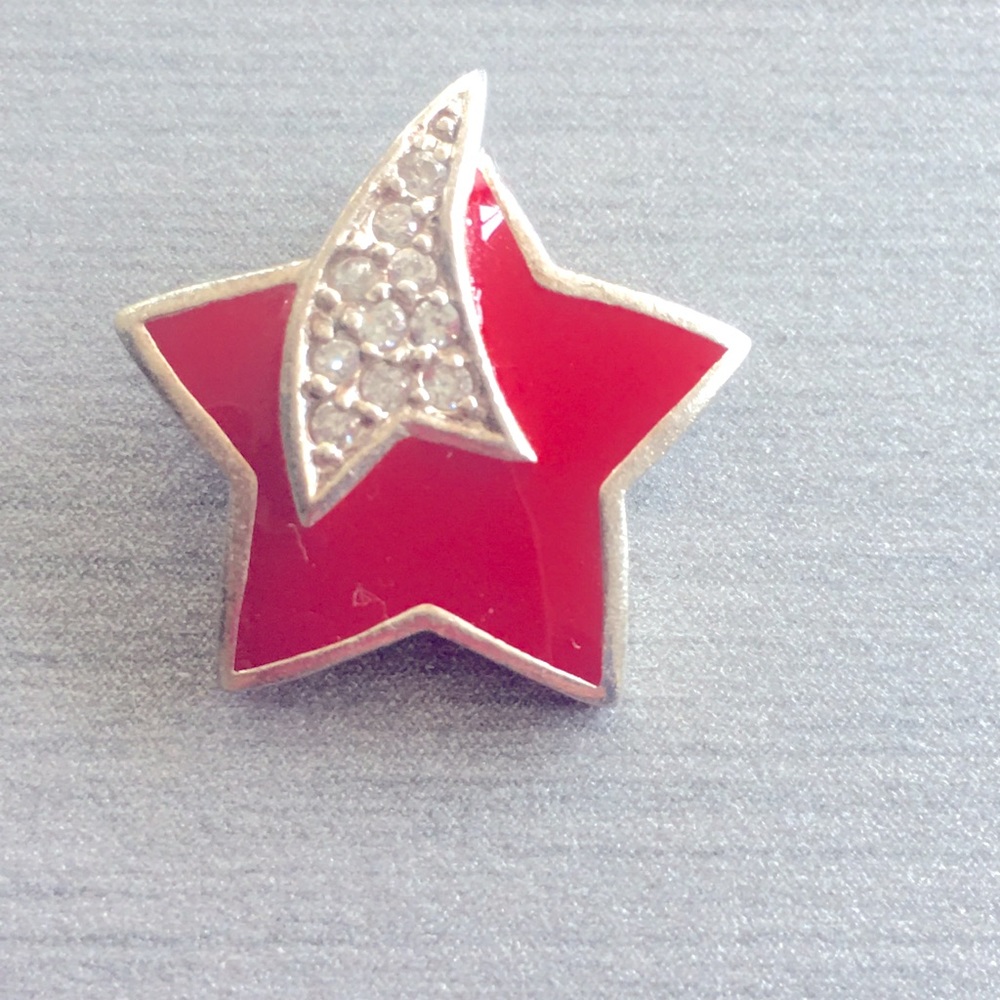 STERLING SILVER and red enamel star pendant
